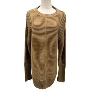 Nine West Brown Oversized Chunky Knit Sweater Women Medium Gold Shimmer Fall